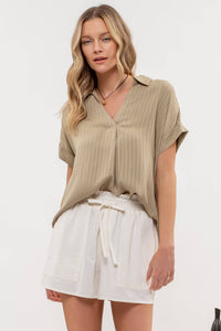 Claire Striped Top in Olive