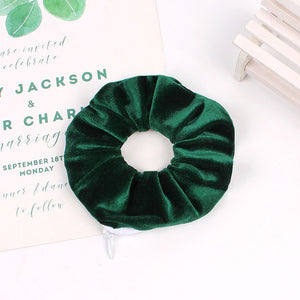 Velvet Zipper Scrunchie in Emerald