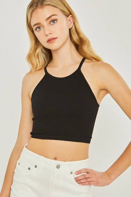 Seamless Cropped Cami in Black