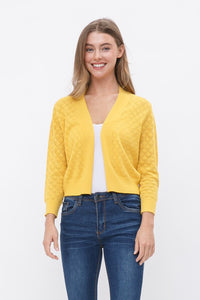 Pointelle Cardigan in Yellow