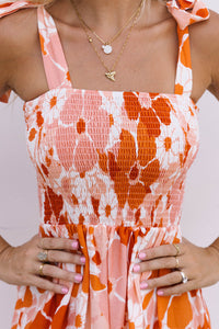 Josie Floral Tie-Shoulder Smocked Maxi Dress