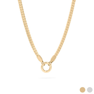 18K Gold Curb Charm Holder Necklace