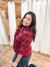 Lucia Heart Jacquard Ruffle Trim Top