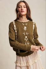 Rory Embroidered Cable Knit Sweater
