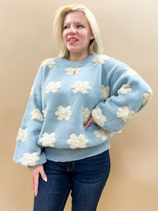 Sweetest Daisy Oversized Sweater in Blue