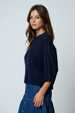 Bria Knit Top in Navy