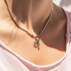 18K Gold Curb Charm Holder Necklace