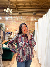 Charlotte Ruffle Top in Wine