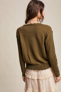 Rory Embroidered Cable Knit Sweater
