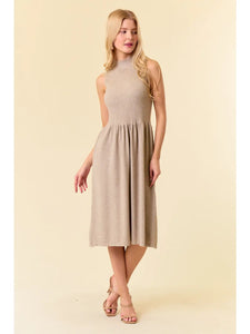 Rosalind Midi Dress in Taupe