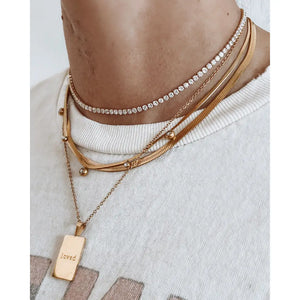 Cassi Herringbone Crystal Necklace