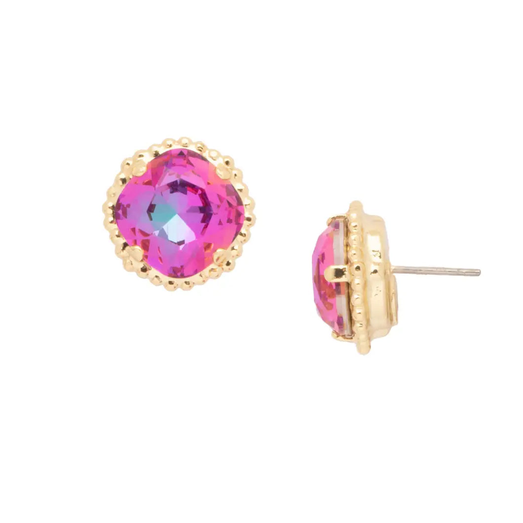 Magenta Heliotrope Crystal Stud Earring