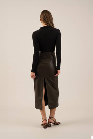 Emerson Vegan Leather Midi Skirt