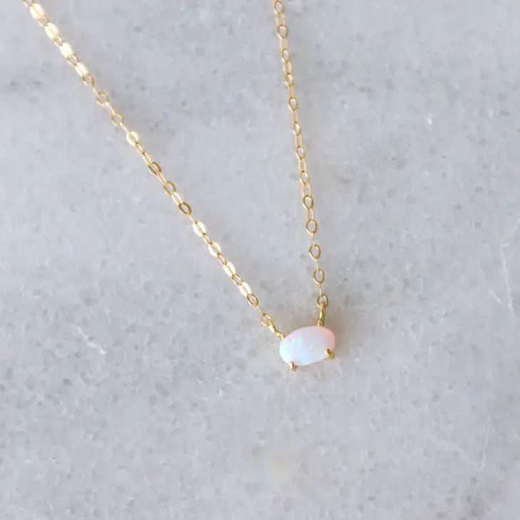 Tiny Oval Opal Necklace
