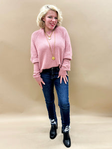 Monica Oversized Sweater Top in Pink