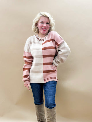 Cayla Oversized Knit Sweater Top in Pink