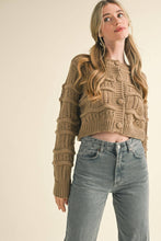 Cropped Pointelle Sweater Cardigan
