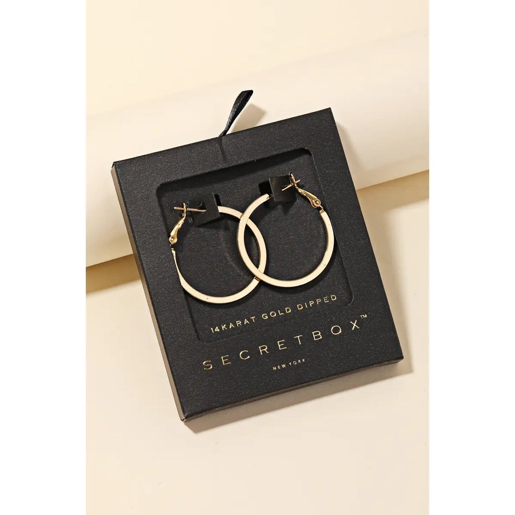 Secret Box Flat Sided Hoop Earrings