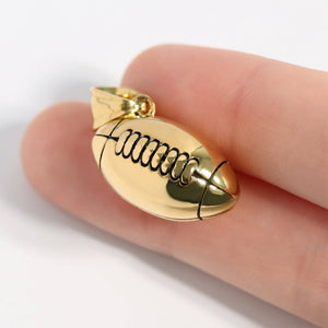 18K Gold 3D Football Pendant