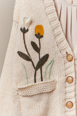 Autumn Harvest Embroidered Knit Cardigan