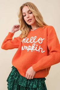 Hello Pumpkin Sweater in Burnt Orange