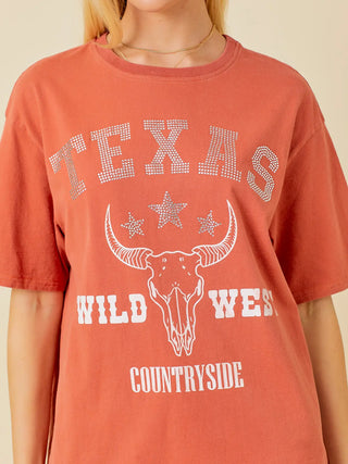 Washed Western Sparkle Texas Top
