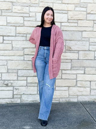 Coffee Runs Cardigan in Mauve