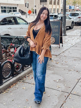 Corduroy Button Down Top in Camel