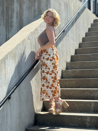 Anna Midi Skirt in Amber Floral