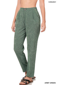High Rise Corduroy Pants in Green