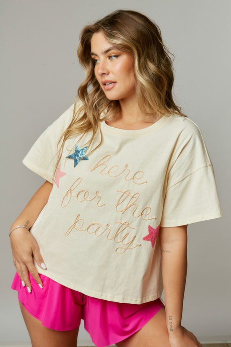 Here For The Party Embellished Knit Tee