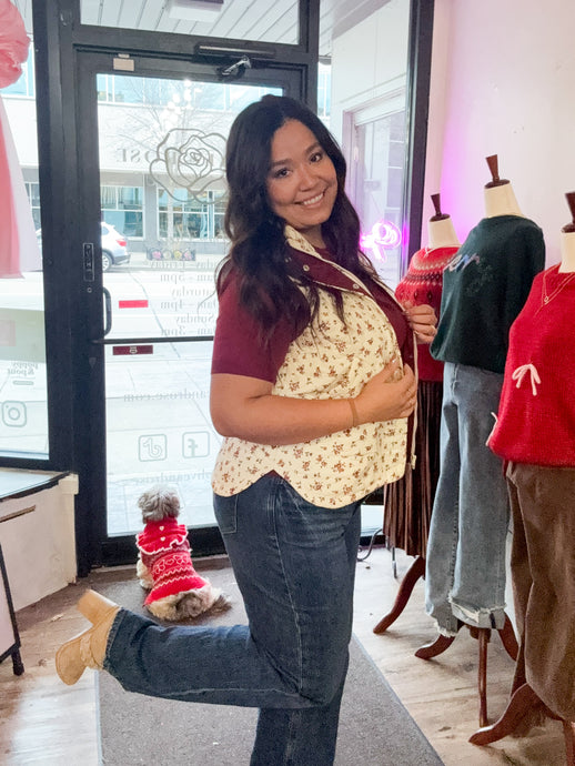 Jess Floral Quilted Puffer Vest