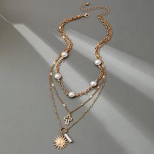 Pearl Sun Cross Charm Necklace