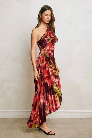 Penelope One Shoulder Pleated Dress