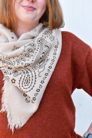 Bandana Wool Blend Scarf in Light Taupe