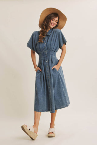 Tori Button Down Midi Dress