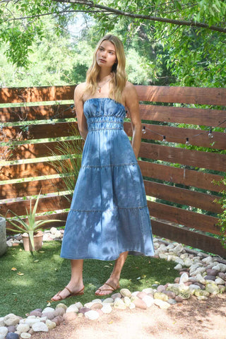 Nova Strapless Denim Dress