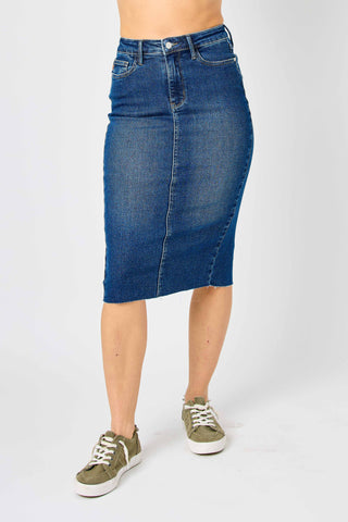 Grace High Waist Denim Midi Skirt