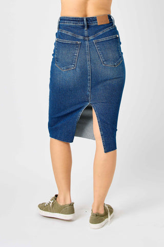 Grace High Waist Denim Midi Skirt