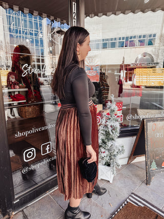 Lucy Velvet Pleated Skirt