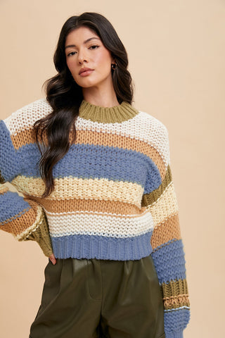 Raven Color Block Chunky Sweater