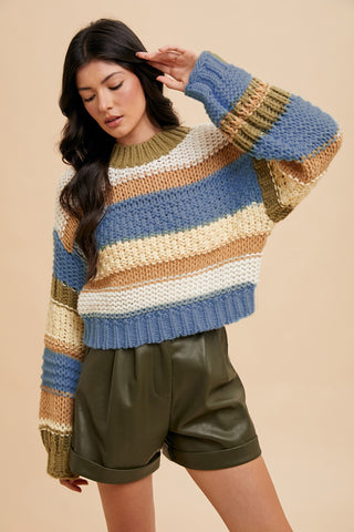 Raven Color Block Chunky Sweater