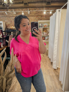 Olivia Top in Hot Pink