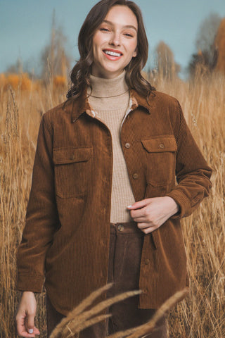 Hallie Corduroy Reversible Jacket in Brown