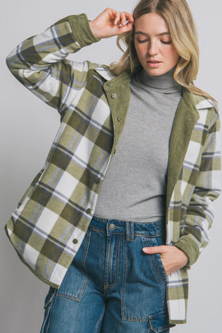 Hallie Corduroy Reversible Jacket in Olive