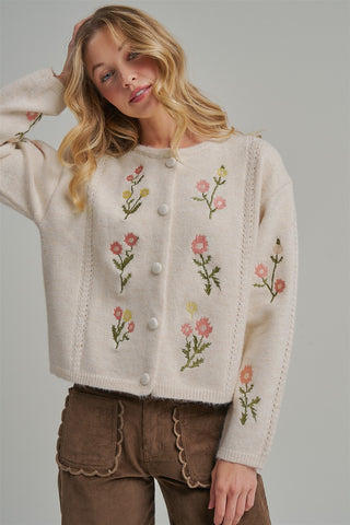 Juliette Floral Embroidered Sweater Cardigan