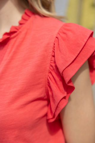 Charlotte Cotton Ruffle Sleeve Top
