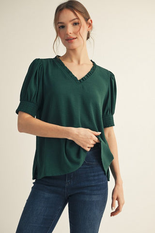 Caroline Blouse in Hunter Green