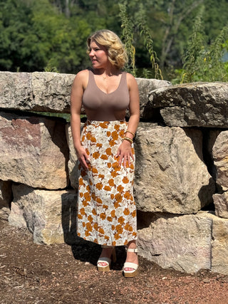 Anna Midi Skirt in Amber Floral