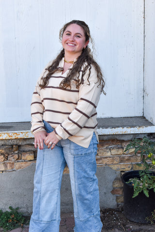 Erin Striped Sweater in Cream